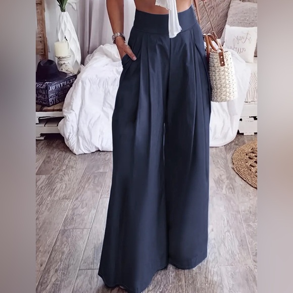 High Waist Wide Leg Pants, Casual Loose Pants - Picture 1 of 6